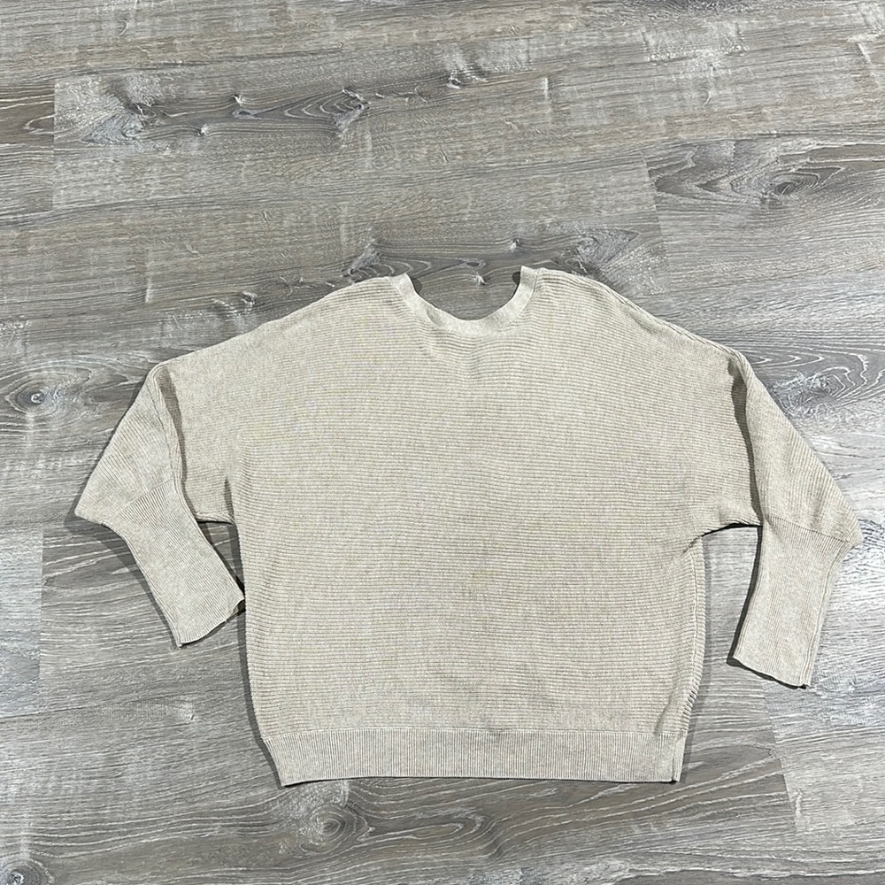 Hippie Rose Beige Sweater with Faux Button Down Back Size Medium